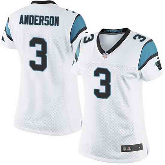 Nike Panthers #3 Derek Anderson White Team Color Women Stitched NFL Jersey